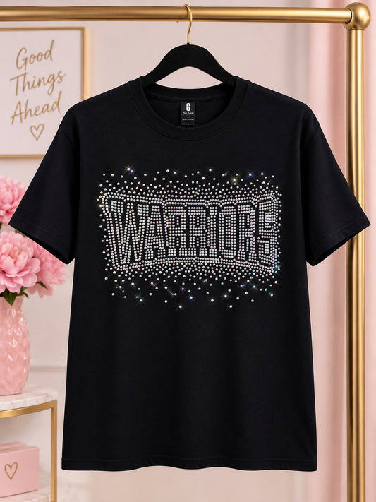 Short Sleeve Warriors Rhinestone Tee